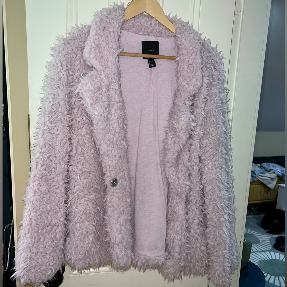 Lavender faux fur coat